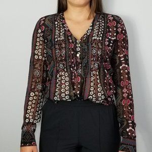 Veronica Beard Floral Printed Button Blouse Top